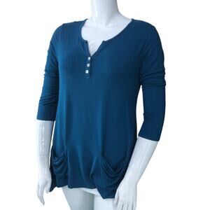 Soft Surroundings Womens Size Large Henley Top Tunic Length 3/4 Sleeve Modal